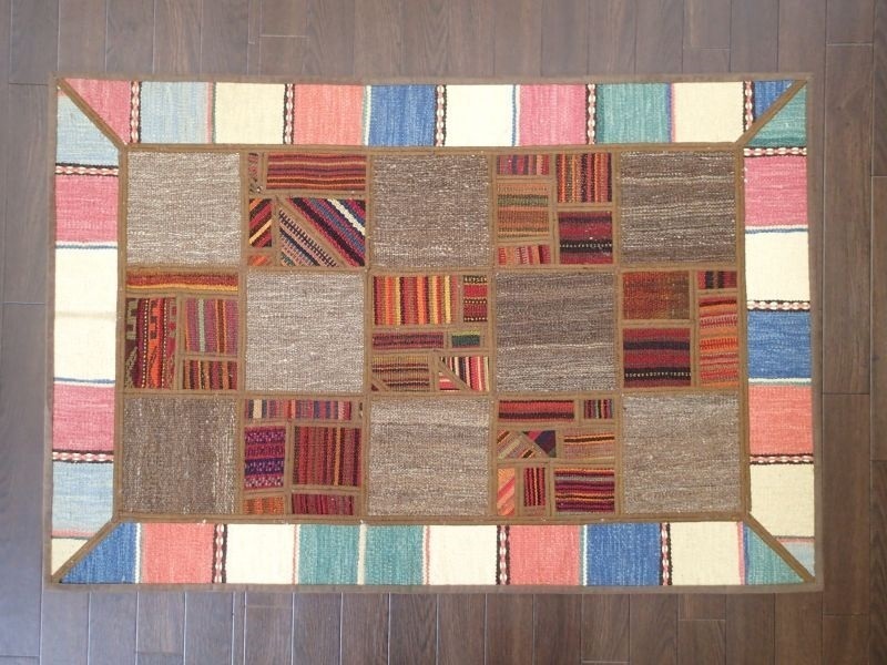 新品 ペルシャ キリム ジャジム パッチワーク ラグ 縦1.2m 122 x 81 cm