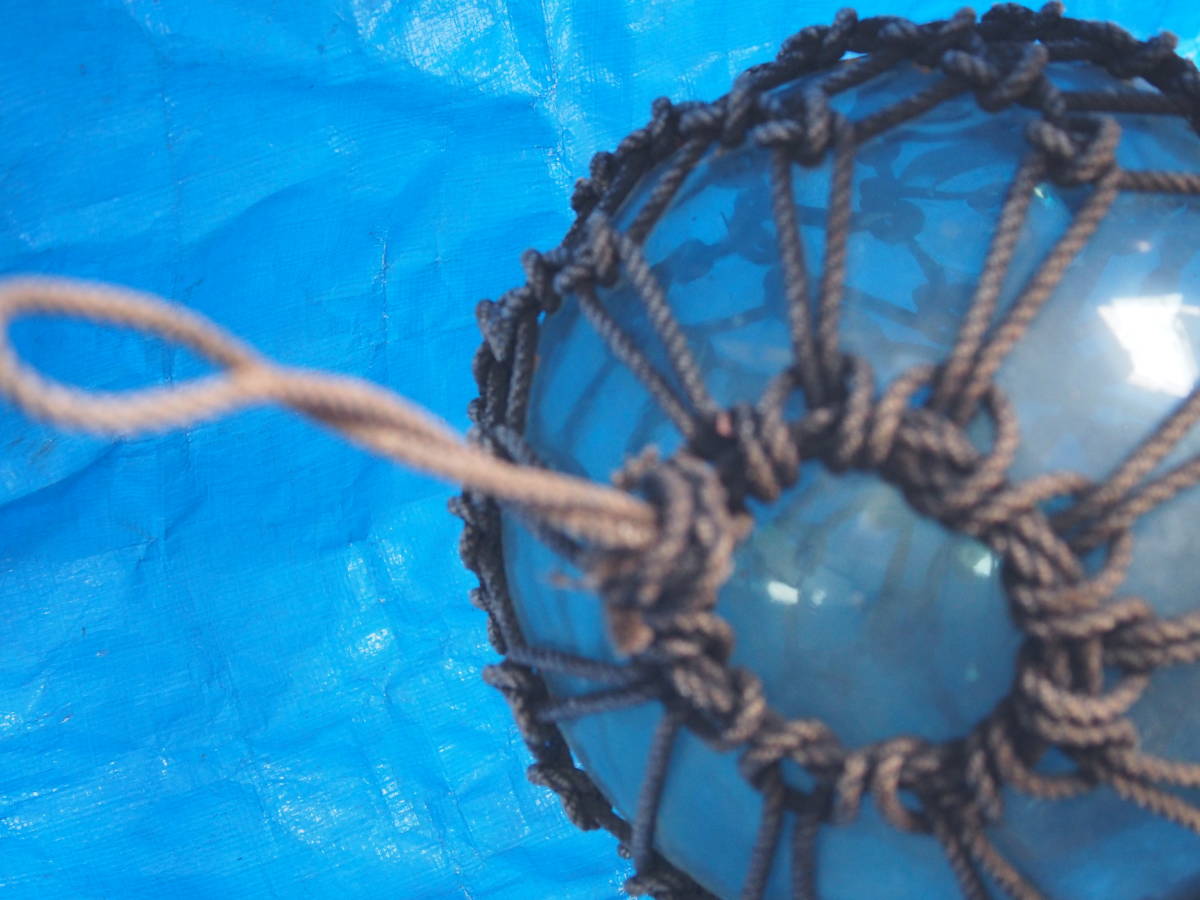 ガラス浮き球 漁具 インテリア 中古経年変化有 見事な漁師編み 存在感抜群 海に係る店の飾りに如何でしょう 着払い 引取可_画像10