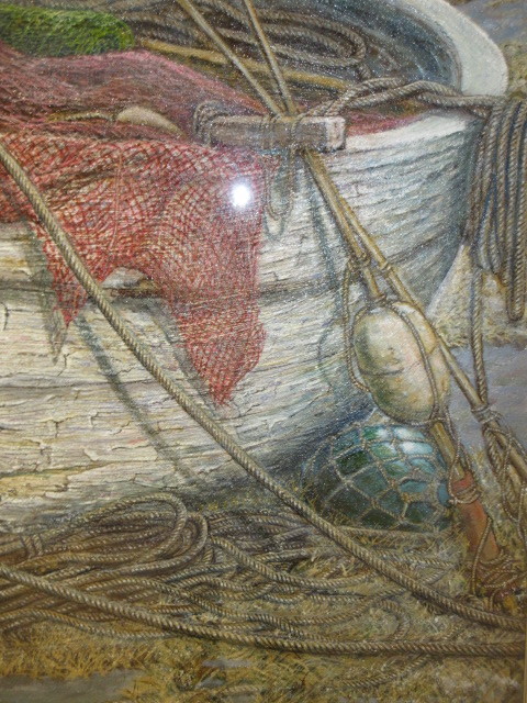 ガラス浮き球 漁具 インテリア 中古経年変化有 見事な漁師編み 存在感抜群 海に係る店の飾りに如何でしょう 着払い 引取可_画像4