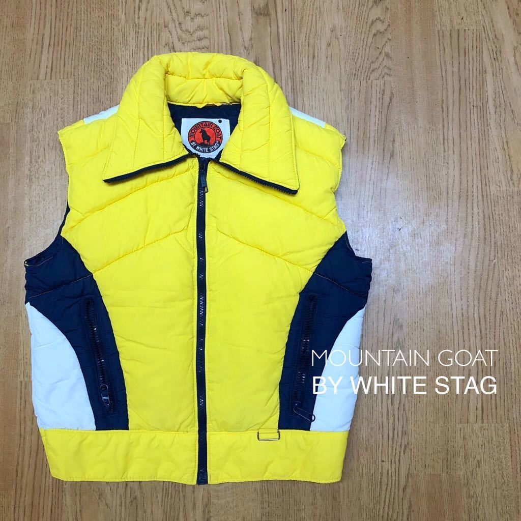 mountain goat*BY WHITE STAG white s tag / down vest cotton inside protection against cold * multicolor tops outdoor mountain climbing camp USA old clothes 