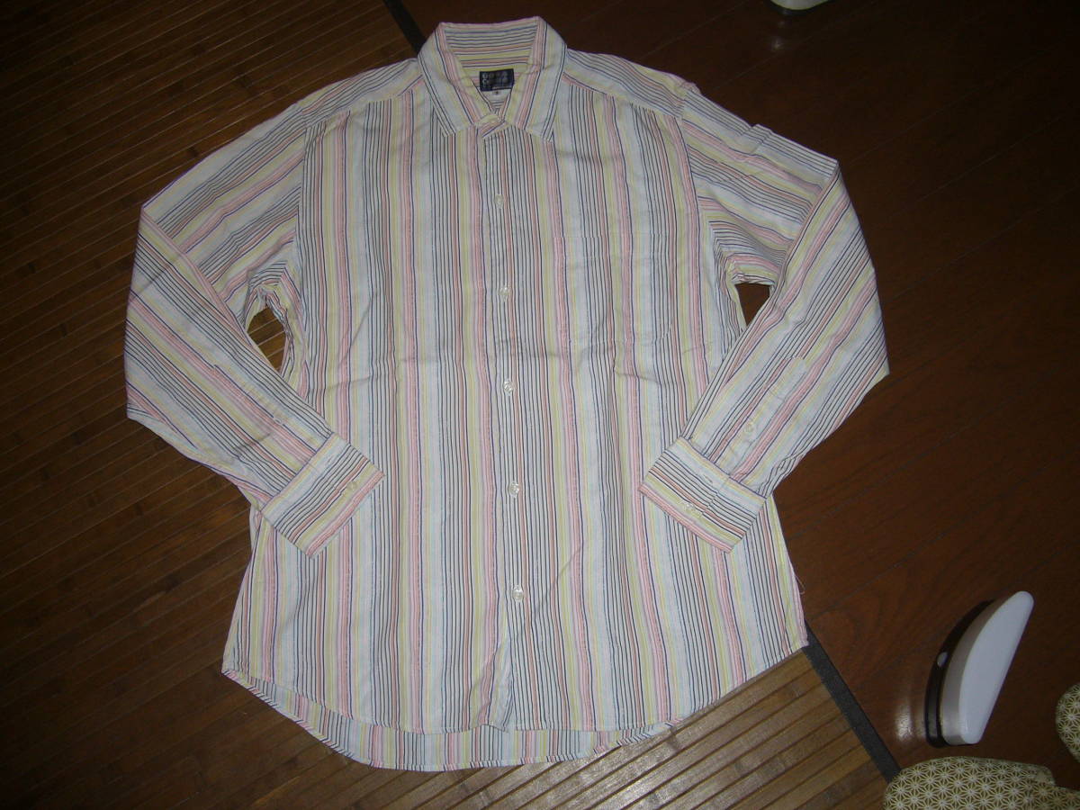 721-30♂：TK タケオキクチ ボタンダウン長袖シャツ 色.マルチカラーストライプ size.３ ㈱ワールド  の画像1