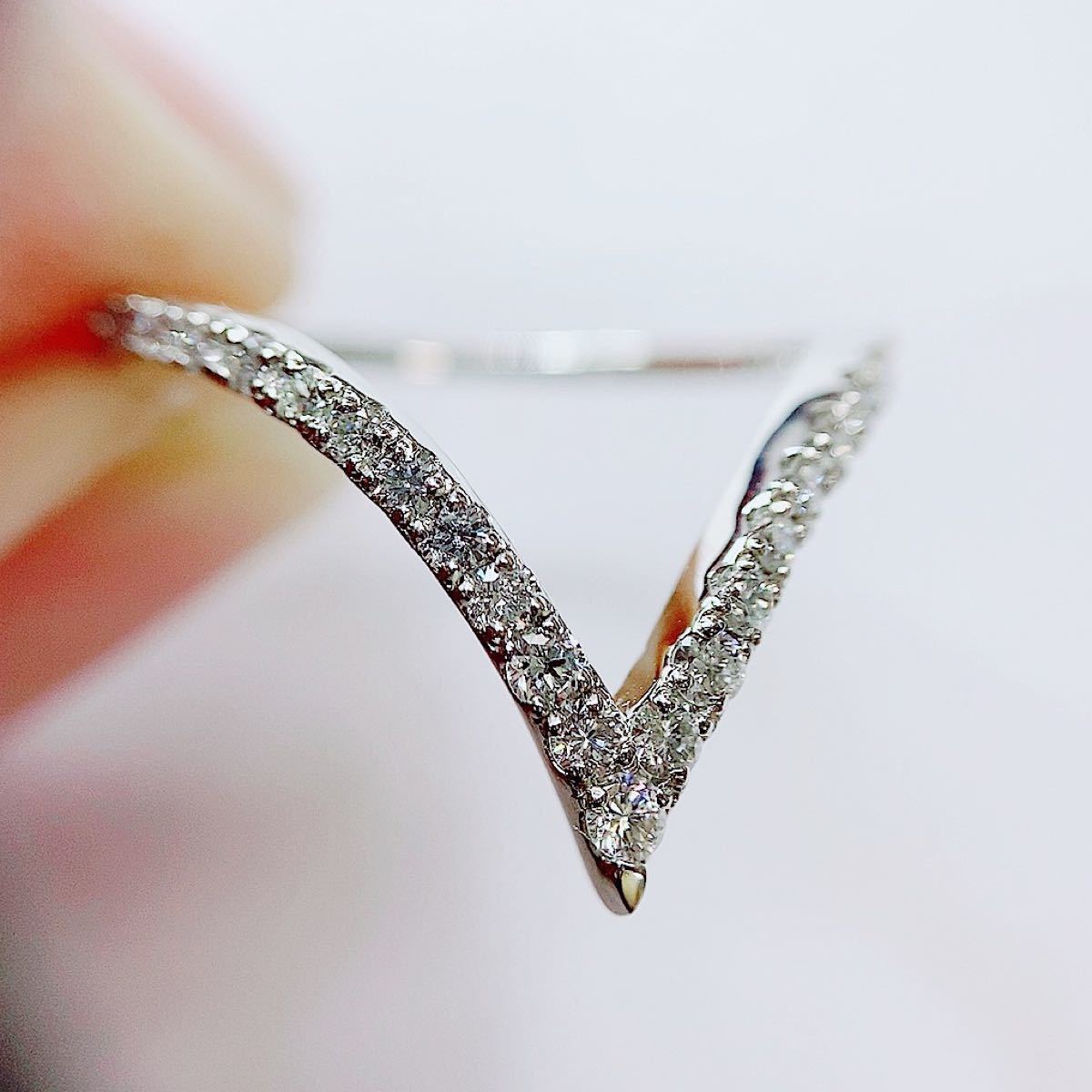 ☆0.40ct☆ダイヤモンドプラチナ V字 リング 指輪 12号 ccorca.org
