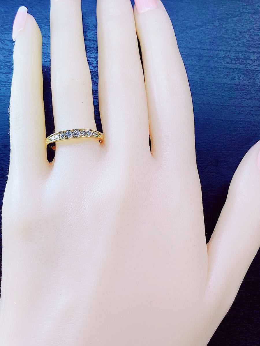 即決価格☆0.30ct☆ダイヤモンドK18ハーフエタニティリング指輪17号