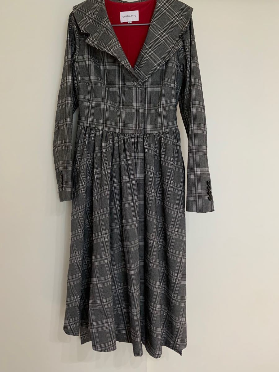Pinup Closet 2wayコートワンピース ブラックチェック M Pinup Closet 2wayコートワンピース ブラックチェック M