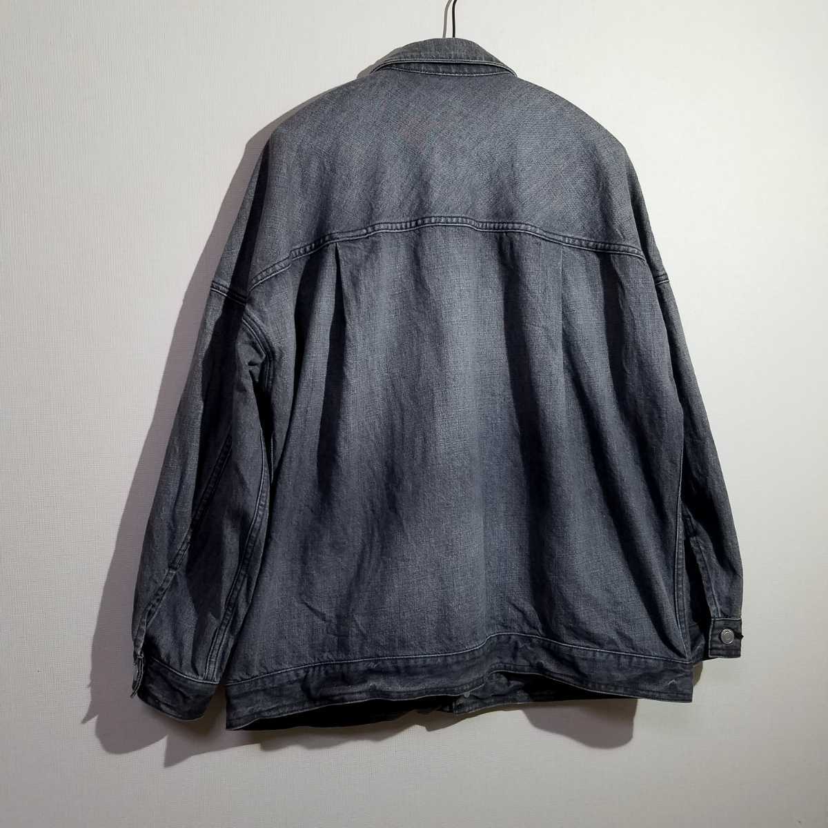 《ビッグシルエット / ウオッシュ加工》19AW 良品 39600円 theory luxe Prairie Os Jacket 38 ブラックデニムジャケット ブルゾン Gジャン_画像7