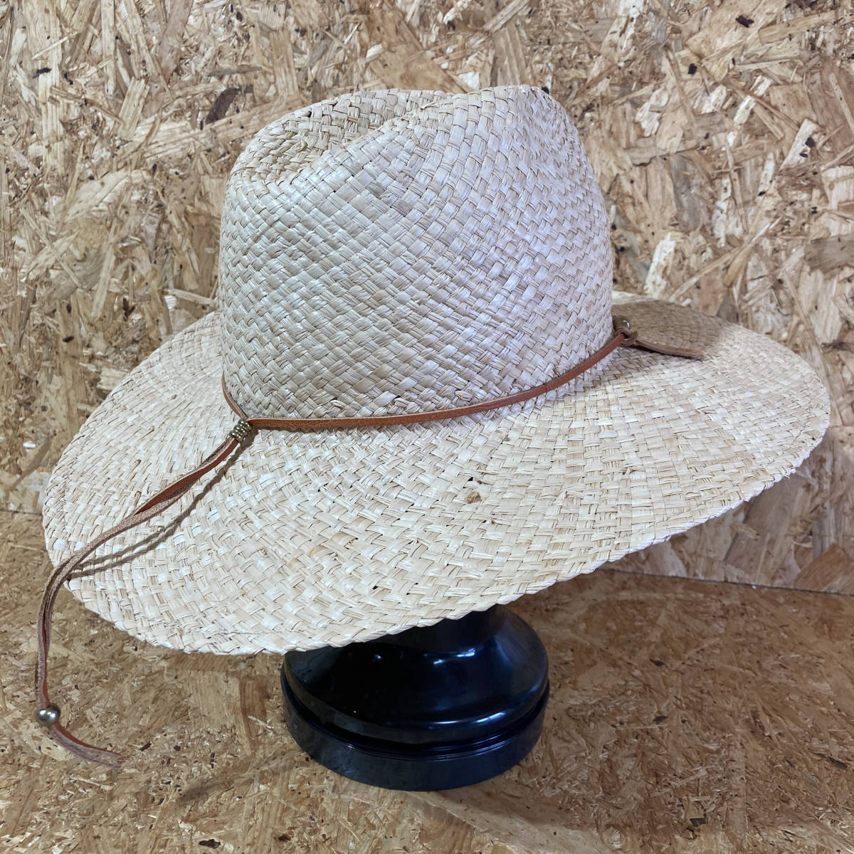 IL BISONTE leather straw hat straw hat ton gallon cow leather Italy made 