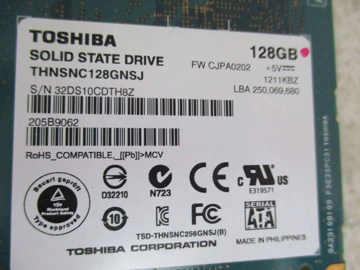 東芝 TOSHIBA THNSNC 128GHSJ ★128GB SSD★mSATA ★NO:FII-59_画像2