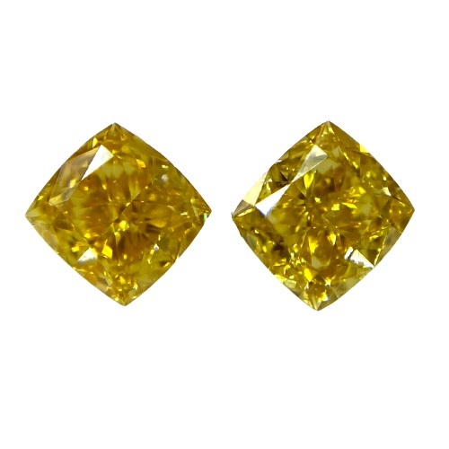 FANCY INTENSE ORANGY YELLOW 0.111ct＆0.115ct/X/RT0417/CGL