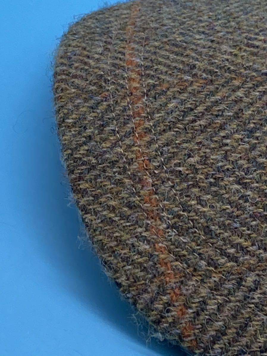 【A1963】キャスケット ハンチング帽 ハリスツイード harris tweed モスグリーン系 ウール コットン 秋冬 オシャレの画像7