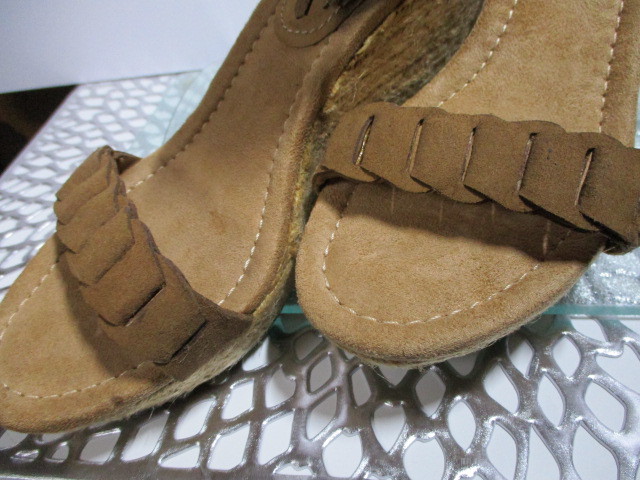 MINNE TONKA heel sandals shoes woman Brown tea fringe one Point new goods unused size 24.0 24.5 L details * photograph reference shop consigning goods 