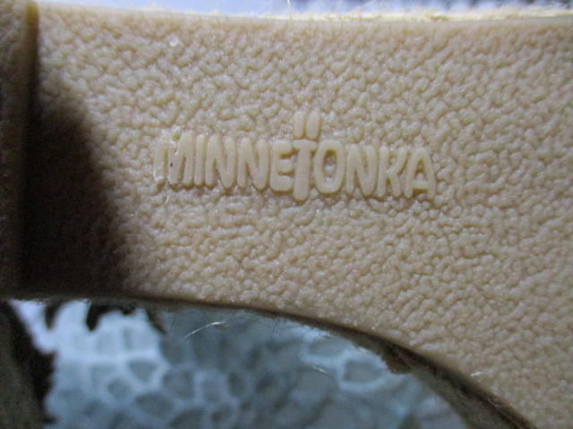 MINNE TONKA heel sandals shoes woman Brown tea fringe one Point new goods unused size 24.0 24.5 L details * photograph reference shop consigning goods 