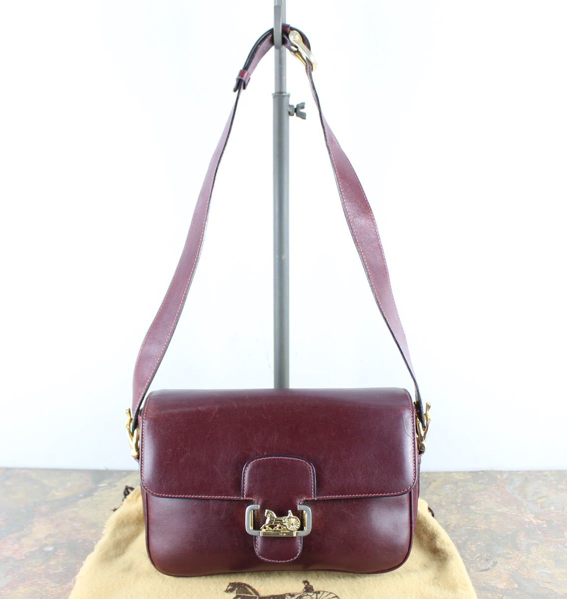 VINTAGE CELINE CARRIAGE LOGO LEATHER SHOULDER BAG MADE IN ITALY