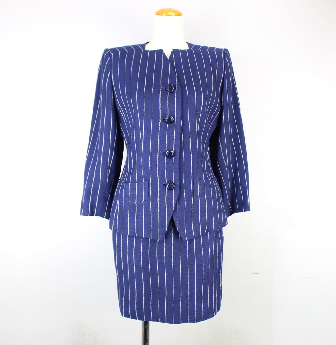 OLD YVES SAINT LAURENT STRIPE PATTERNED SET UP SKIRT/オールドイヴサンローランストライプ柄セットアップスカート_画像1