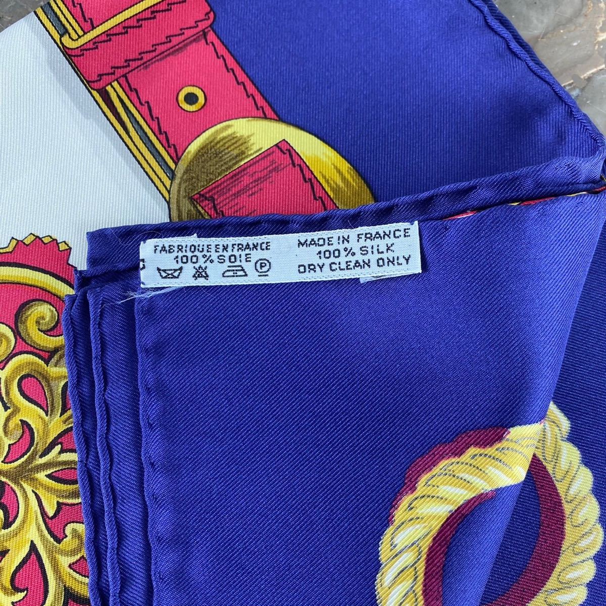 HERMES CARRES90 Guivreries? LARGE SIZE SILK 100% SCARF MADE IN FRANCE/エルメスカレ90馬柄シルク100%大判スカーフ