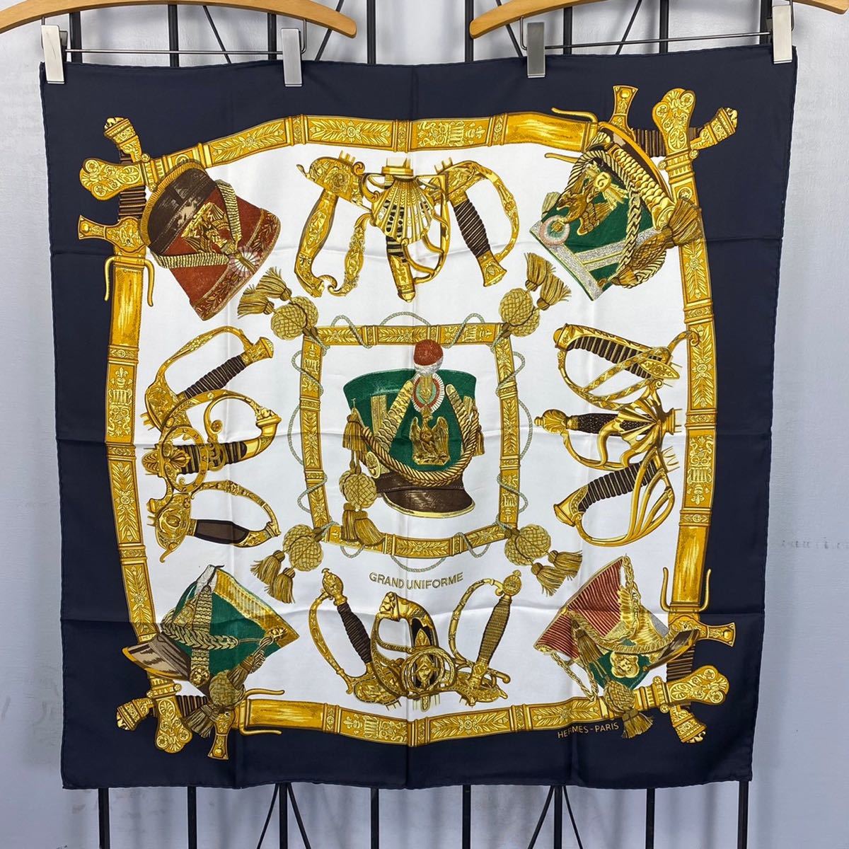 HERMES CARRES GRAND UNIFORME LARGE SIZE SILK % SCARF MADE IN