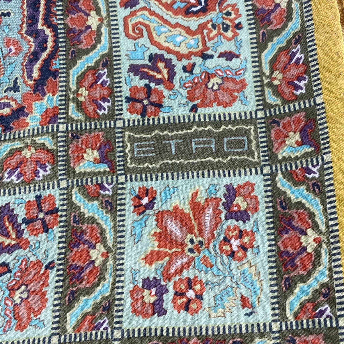 ETRO SILK WOOL PAISLEY PATTERNED SQUARE LARGE SIZE SHAWLエトロ