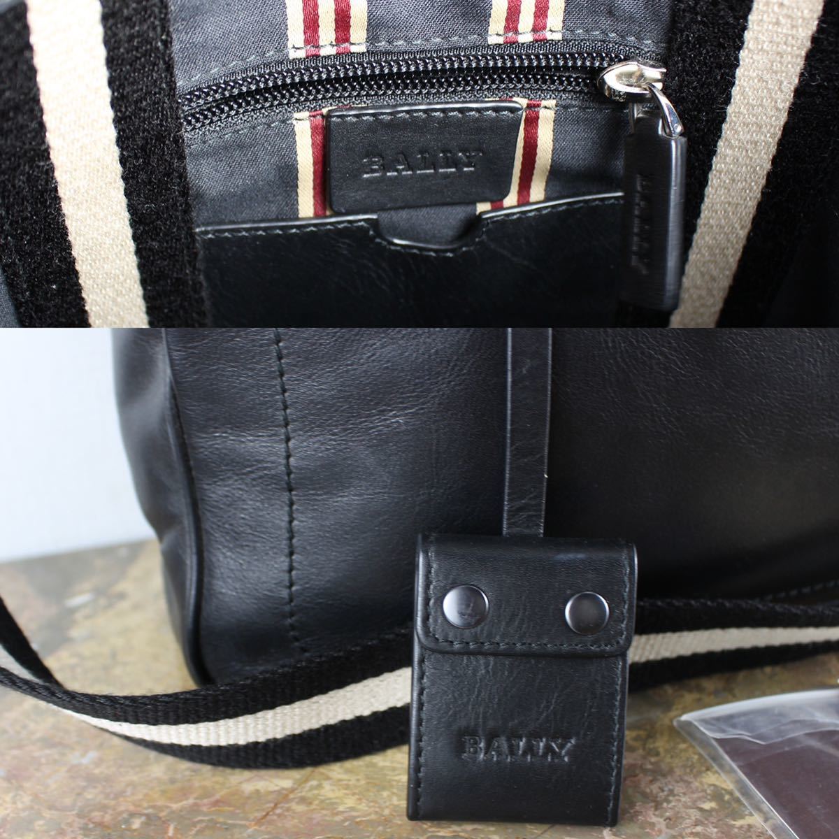 BALLY LEATHER 2WAY LINE SHOULDER BAG MADE IN SWITZERLAND/バリーレザー2WAYラインショルダーバッグ_画像9