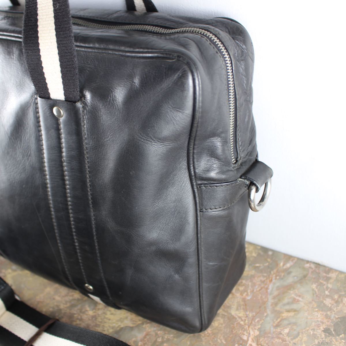 BALLY LINE LEATHER 2WAY SHOULDER BAG MADE IN ITALY/バリーラインレザー2wayショルダーバッグ