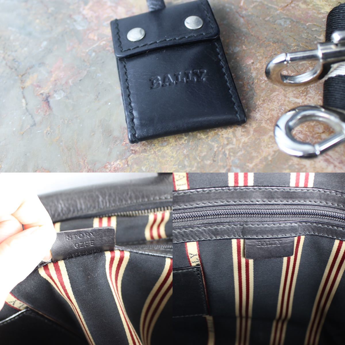 BALLY LINE LEATHER 2WAY SHOULDER BAG MADE IN ITALY/バリーラインレザー2wayショルダーバッグ