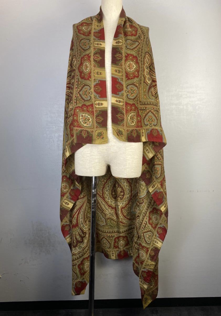 ETRO SILK WOOL PAISLEY PATTERNED SQUARE LARGE SHAWL MADE IN ITALY