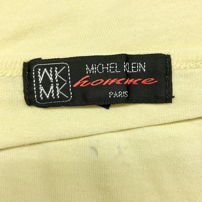 MK MICHEL KLEIN HOMME Michel Klein Homme 46 men's T-shirt cut and sewn britain character character print Logo ound-necked short sleeves cotton 100% yellow yellow color 