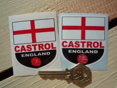 ◆送料無料◆ 海外 国旗 England Castrol イングランド カストロール 55mm 2枚セット ステッカー_画像1
