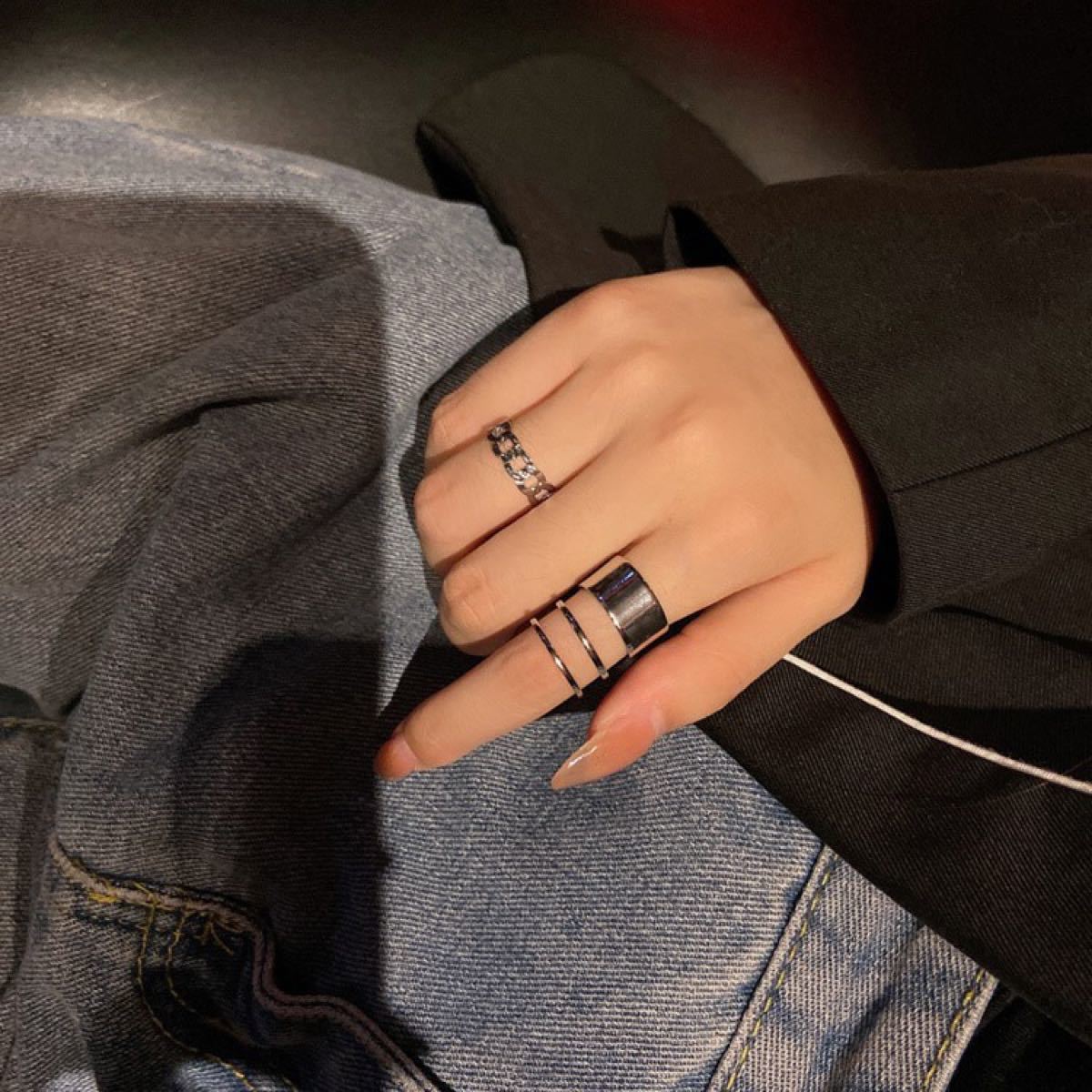シルバー リング  フリーサイズ 指輪 ユニセックス 韓国　メンズ　レディース