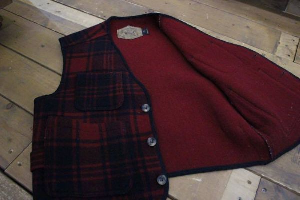 Woolrich ウールリッチ ウールベスト メンズ レッド×ブラック Mサイズ MADE IN U.S.A ハンティングベスト_画像7