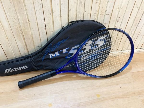 ★MIZUNO/ミズノ 硬式テニスラケット MT535 ブルー系 収納ラケットケース付き USED ★_画像1