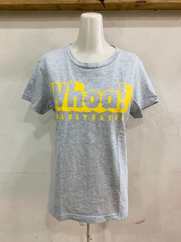 1146★PEARLY GATES/パーリーゲイツ 「Whoa!」プリントTシャツ レディース 半袖 グレー系 サイズ2 ゴルフウェア USED ★_画像1