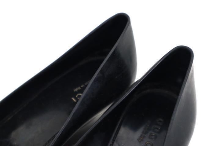 GUCCI グッチ ラバーパンプス ウェッジソール 黒 GGロゴ 約23cm