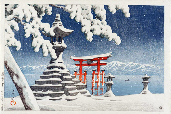 Yahoo!オークション - 川瀬巴水 版画 厳島之雪 昭和七年 26.3 Yahoo!オークション - 川瀬巴水 版画 厳島之雪 昭和七年 26.3
