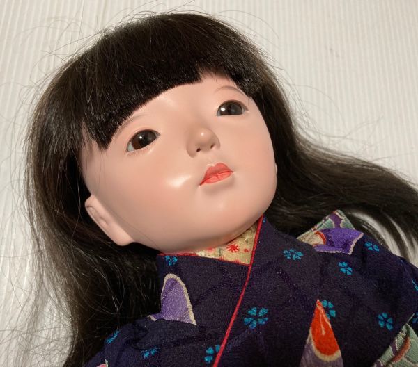 市松人形 その１ 美品 美人 市松人形 森重春幸 作 工房朋 52cm 人毛 ちりめん 日本人形 抱き人形