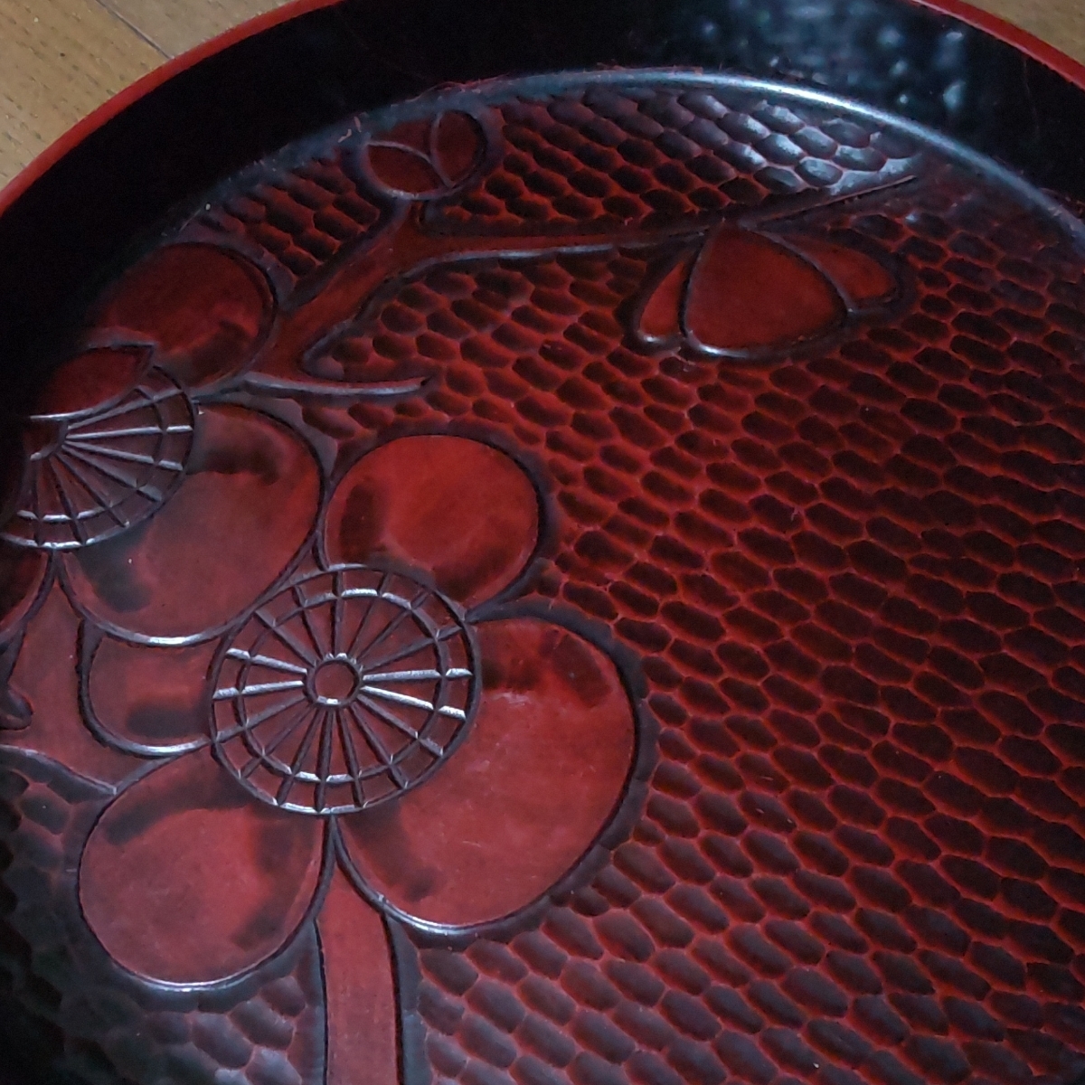 丸盆 堆朱 籃胎漆器 唐物 輪島塗 漆芸 漆器 菓子皿 おぼん（¥11,470