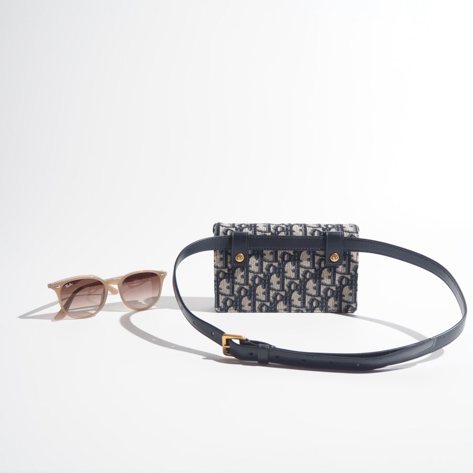 S1710P ▼Christian Dior クリスチャンディオール▼ SADDLE オブリーク ジャカード ボディバッグ ネイビー / ウエストバッグ mks_画像4