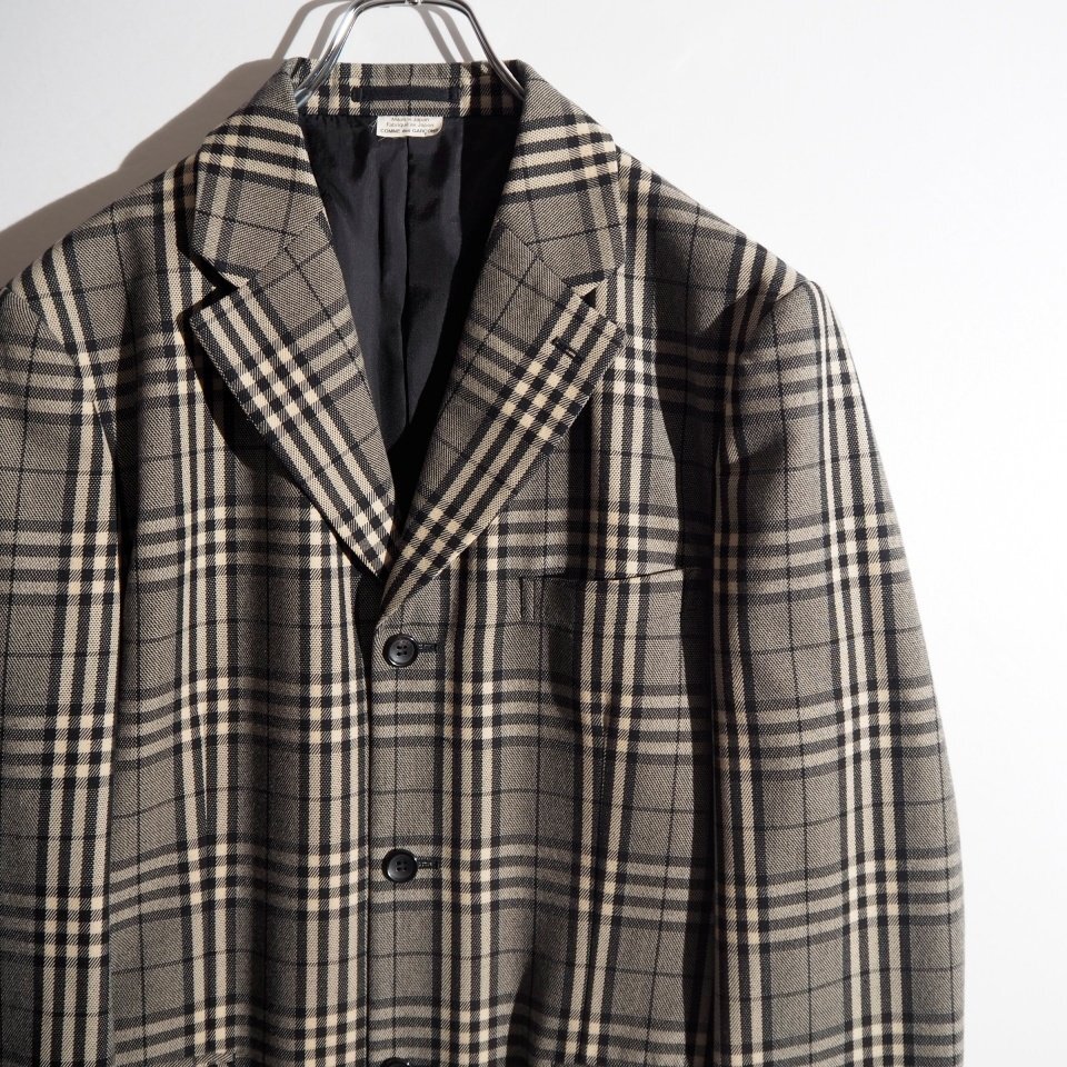 R4710P ▼COMME des GARCONS HOMME PLUS コムデギャルソン オムプリュス▼ 20AW ポリエステル チェスターコート グレーチェック M 春秋 mks_画像2