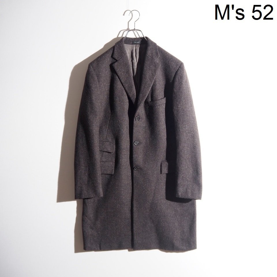 C6353P ▼JIL SANDER ジルサンダー▼ 12AW RAF SIMONS ラフシモンズ期 TAILOR MADE ツイード チェスターコート ブラウン チェック 52 mks_画像1