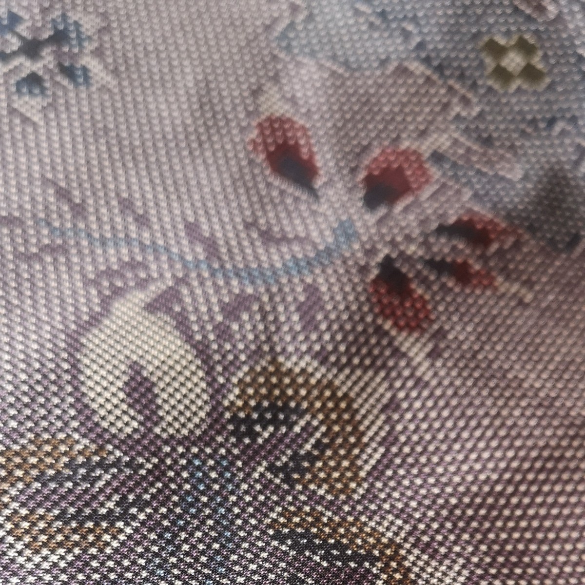 紬　着物ほどき　正絹　リメイク　35cm×310cm 花柄 ハギレ