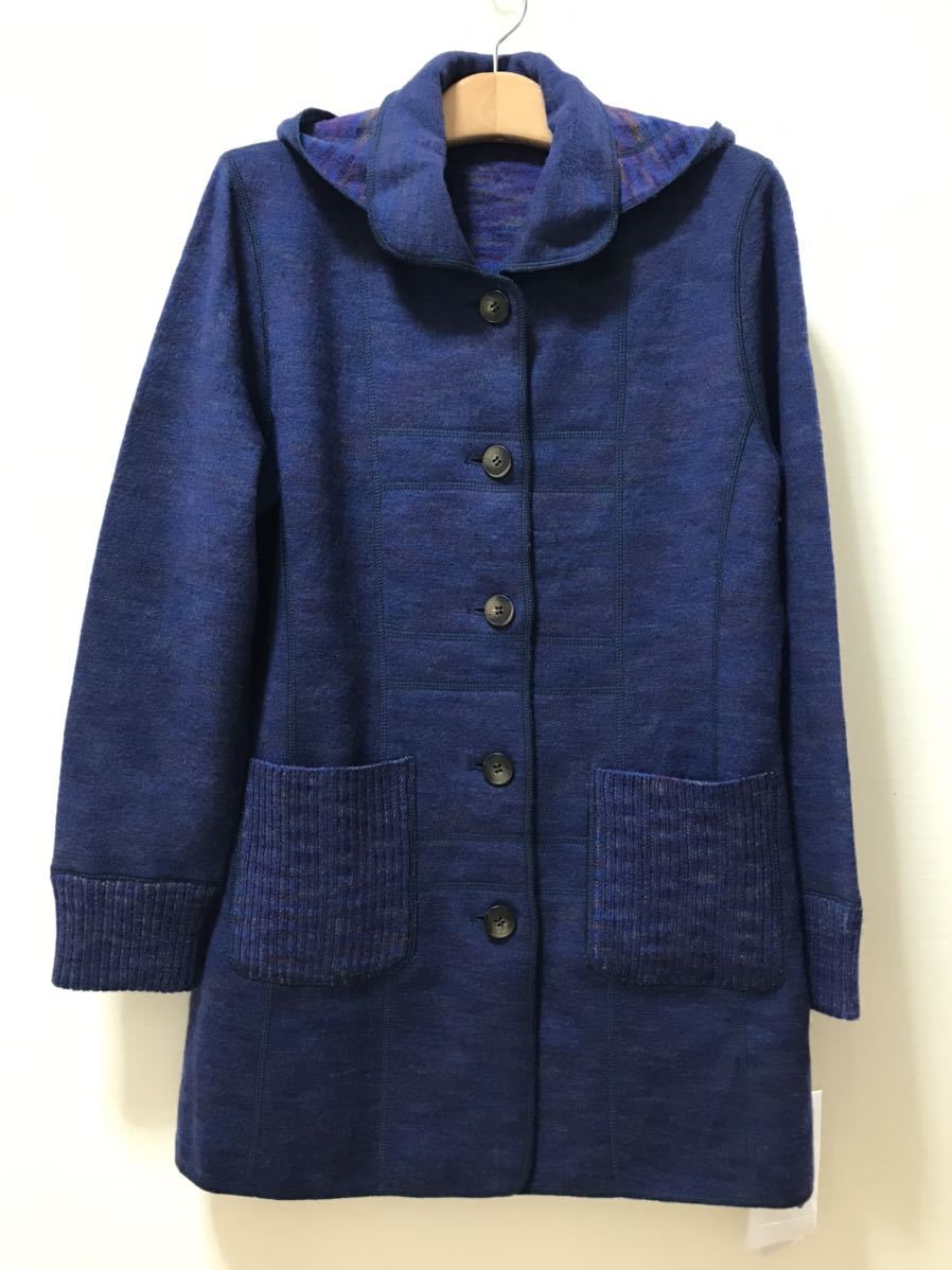 [新品] 激安・在庫処分　Lサイズ　レディースニットコート　ミセス・婦人ニットコート　リバーシブルコート　紺色