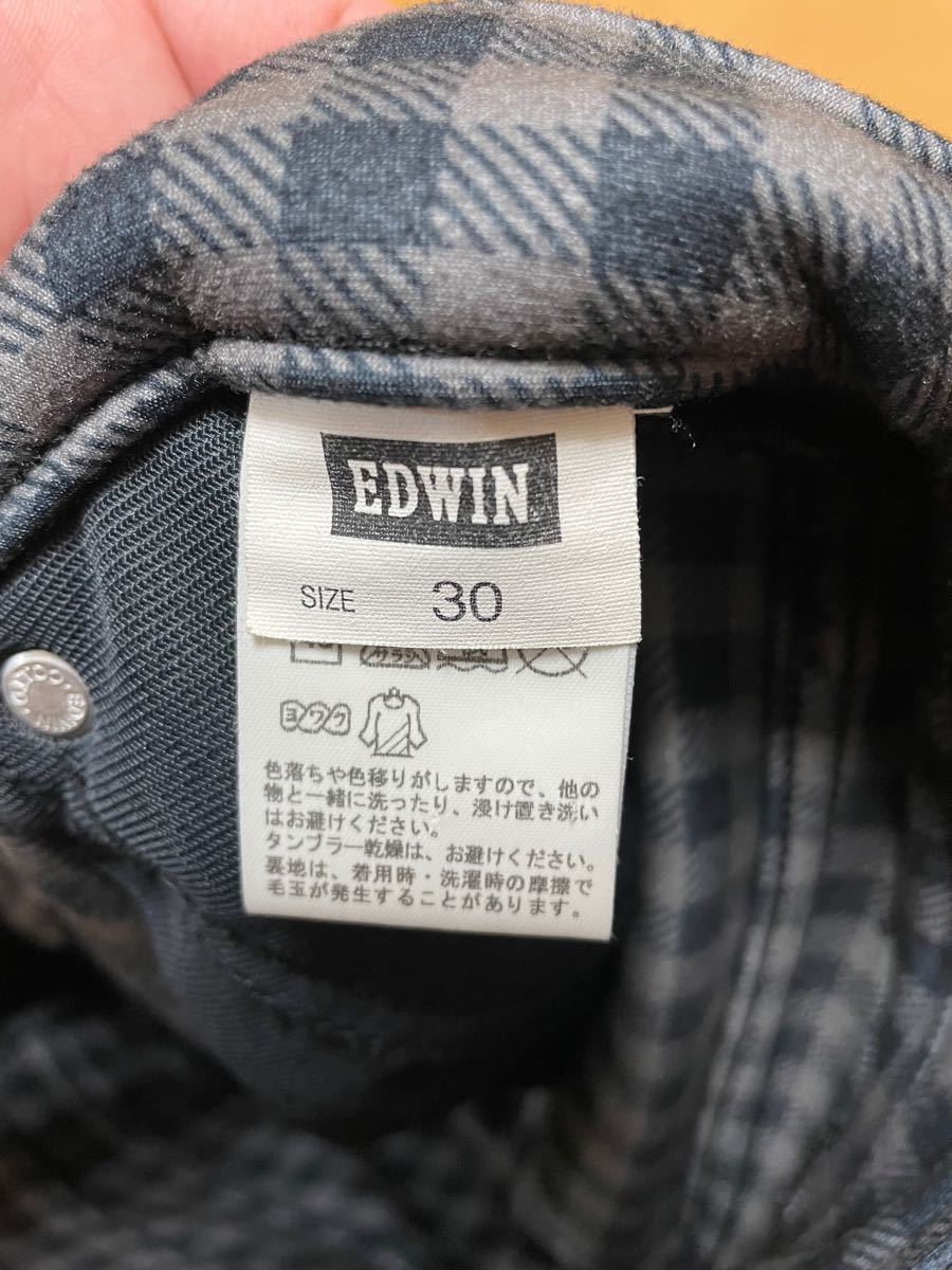 EDWIN エドウィン 503WFD WILD FIRE 『暖快』スーパーストレッチ グレンチェック W30 黒
