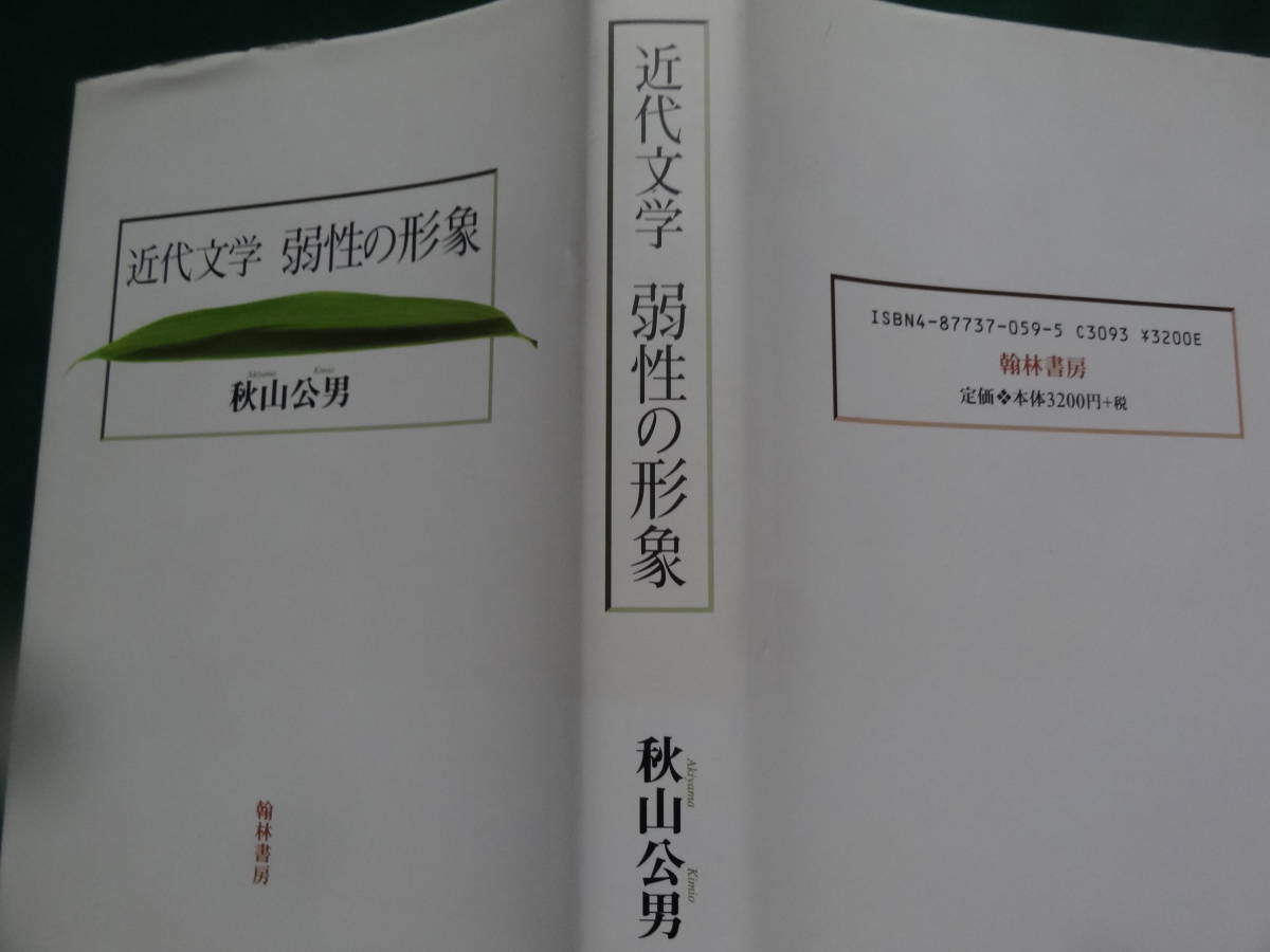 近代文学 弱性の形象　秋山公男:著　翰林書房　1999年　二葉亭四迷　永井荷風　国木田独歩　森鴎外　佐藤春夫　横光利一　太宰治ほか_画像2