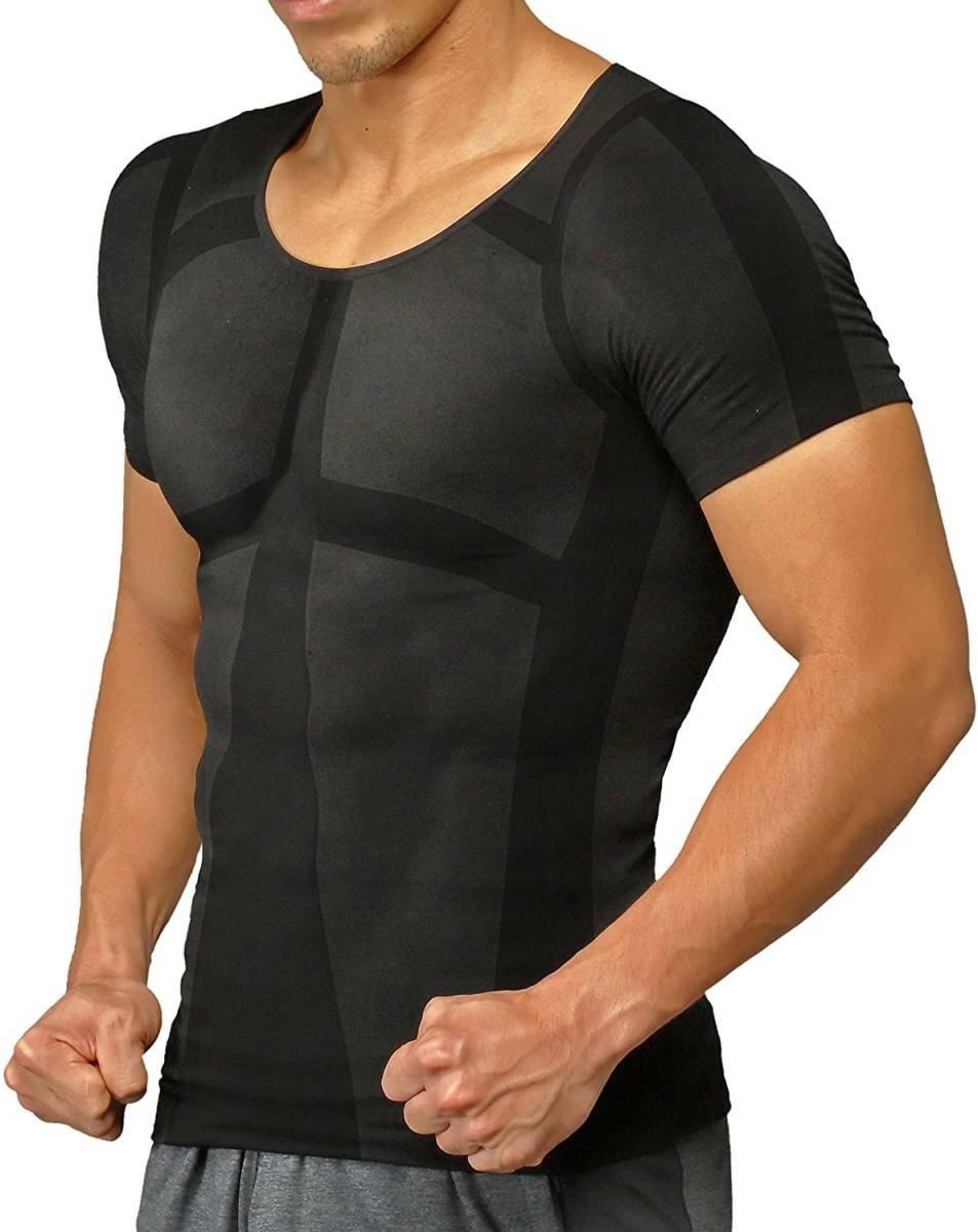 新品　送料無料4枚セット ブラック　黒　ヒロミプロデュース 加圧シャツ Lサイズ パンプマッスルビルダー Tシャツ　半袖