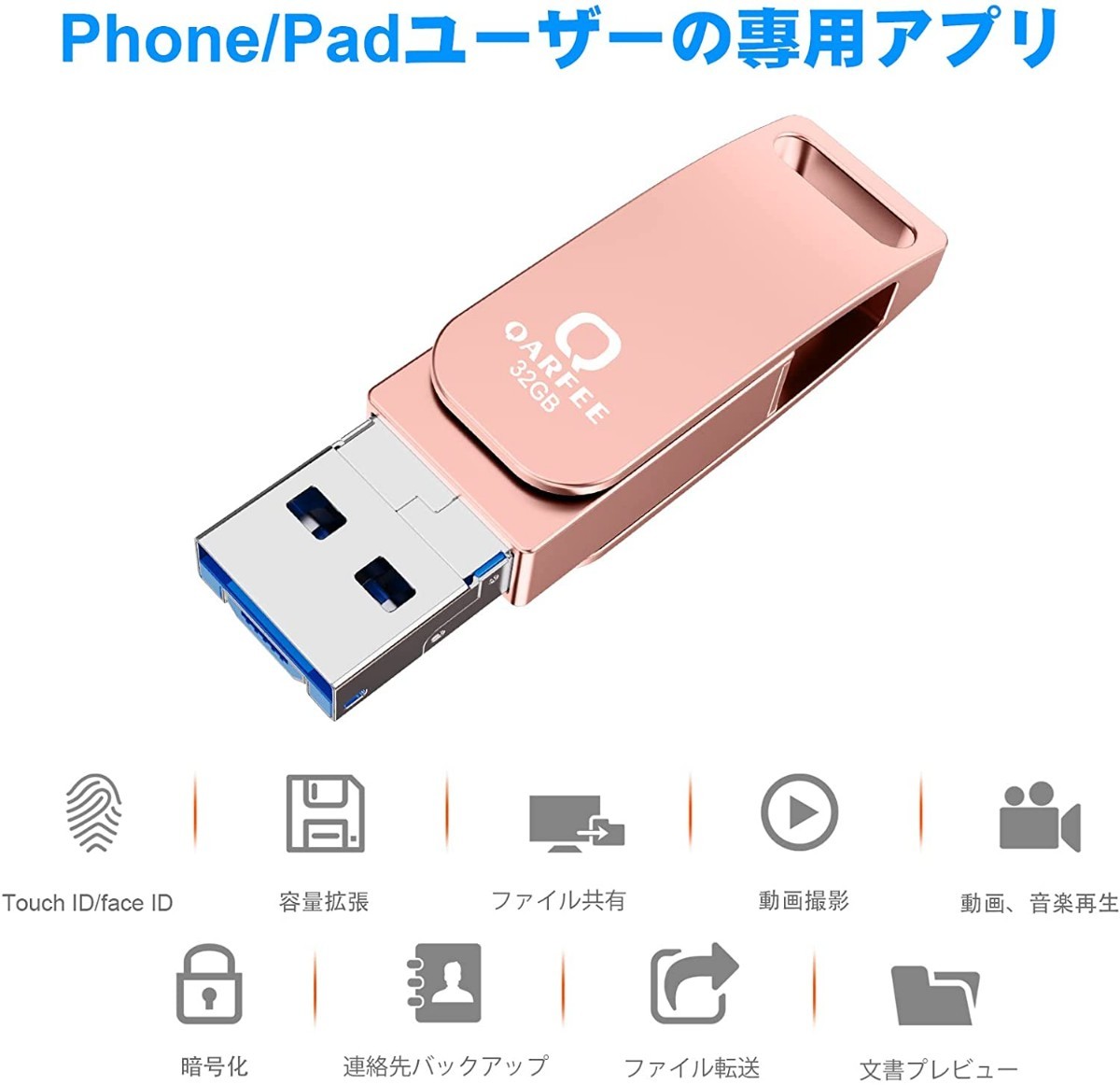 USB フラッシュドライブ ４in1 phone用 USBメモリー 容量不足解消