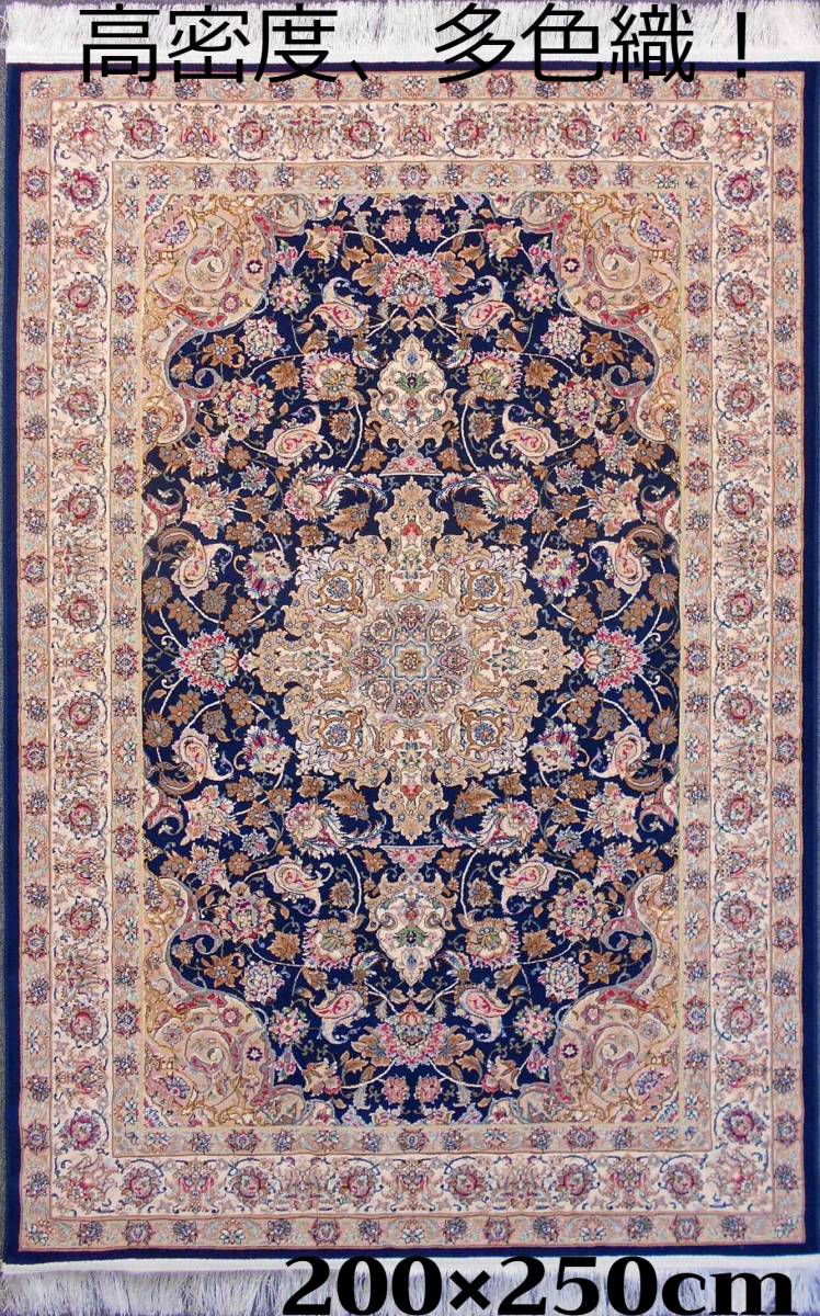 170万ノット！超高密度、輝く、多色織 絨毯！ペルシャ絨毯の本場イラン