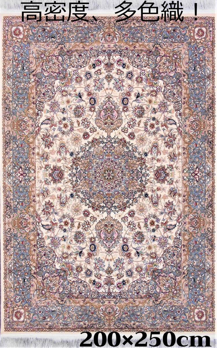 170万ノット！超高密度、輝く、多色織絨毯！ペルシャ絨毯の本場 イラン