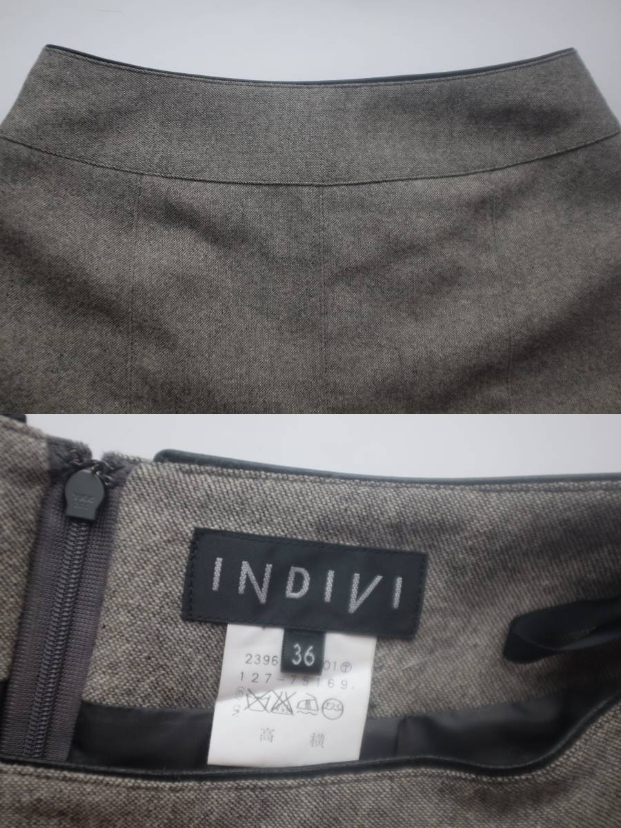  Indivi *INDIVI*1 times have on * beautiful goods * skirt suit * tweed * trim using * gray ju series *36 number 