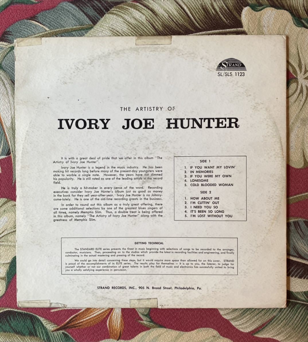 Ivory Joe Hunter / Memphis Slim US Original LP The Artistry Of Ivory Joe Hunter_画像2