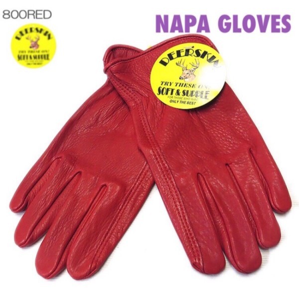 送料無料★格安! NAPA GLOVES ナパ 鹿革 ディア グローブ プレーン 800RED-XS レッド 赤 chopper 883 原付 USA老舗 レディース対応サイズの画像1