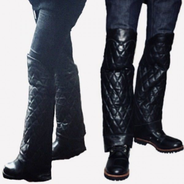  postage 0[HEAVY] diamond pad leg chaps original leather half chaps LEG CHAPS black XL /. windshield cold Biker large size 