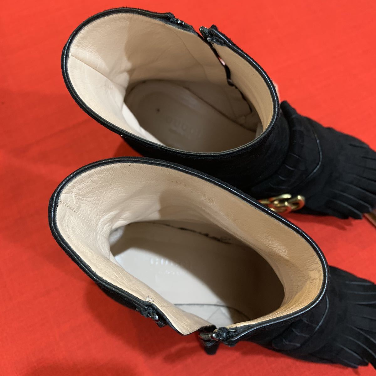 ショートブーツ 36 5 GUCCI 黒 スエード 元箱 美品中古|PayPayフリマ